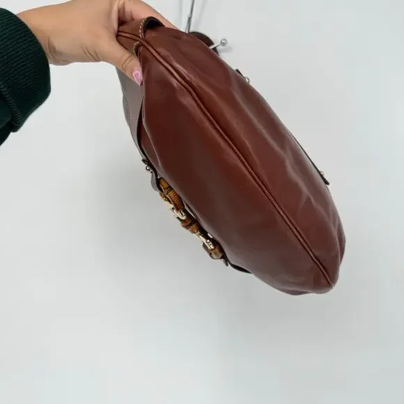 GUCCI Brown Leather Bamboo Amalfi Hobo Shoulder Bag - Picture 8 of 16